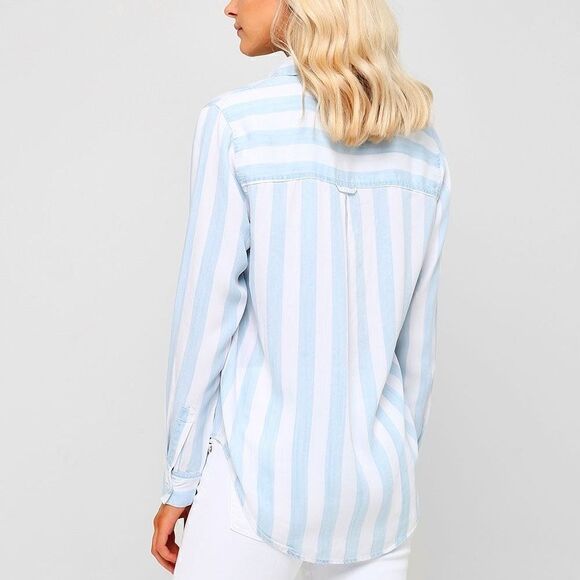 Rails Uli Block Stripe Lace Up Pullover Blouse XS - Picture 3 of 6